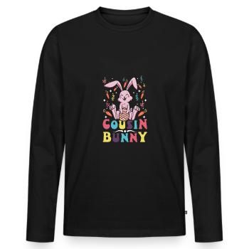 Easter Bunnies Cousin Bunny Crew - Männer Premium Bio Langarmshirt - Schwarz - Vorne - Nico (187cm)