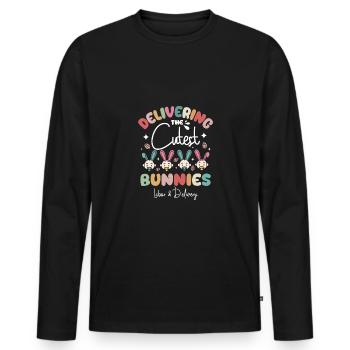 Delivering The Cutest Bunnies Easter Nurse - Männer Premium Bio Langarmshirt - Schwarz - Vorne - Nico (187cm)