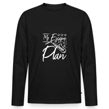 Mon plan d’évasion, jouer du saxophone - T-shirt manches longues Premium bio Homme - noir - Devant - Nico (187cm)