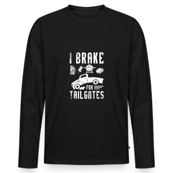 Je freine pour les hayons - T-shirt manches longues Premium bio Homme - noir - Devant - Nico (187cm)