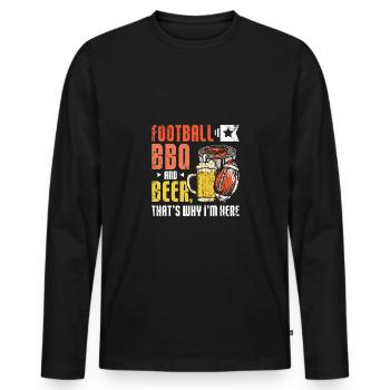 Football BBQ and Beer that's why I'm here tailgate - Männer Premium Bio Langarmshirt - Schwarz - Vorne - Nico (187cm)