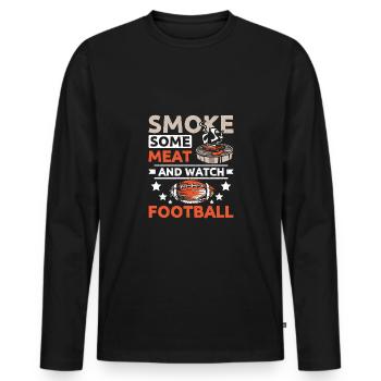 Tailgate smoke some meat and watch football - Männer Premium Bio Langarmshirt - Schwarz - Vorne - Nico (187cm)