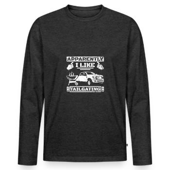 Apparemment, j’aime le talonnage - T-shirt manches longues Premium bio Homme - anthracite chiné - Devant - Nico (187cm)