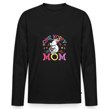 Maman lapin, maman de Pâques, une maman houblonnée - T-shirt manches longues Premium bio Homme - noir - Devant - Nico (187cm)
