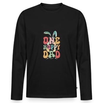 Papa lapin, papa de Pâques, un papa houblonné - T-shirt manches longues Premium bio Homme - noir - Devant - Nico (187cm)