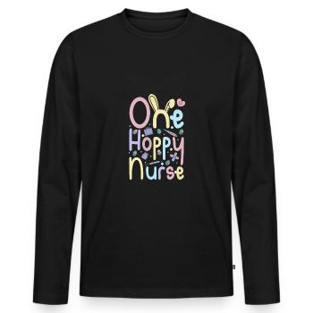 Easter Bunnies One Hoppy Nurse - Männer Premium Bio Langarmshirt - Schwarz - Vorne - Nico (187cm)