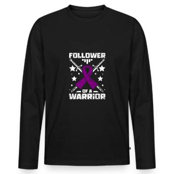 Follower of a warrior, epilepsy awareness - Men's Premium Organic Long Sleeve Shirt - black - Front - Nico (187cm)