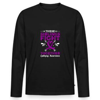 These siblings fight together, epilepsy awareness - Men's Premium Organic Long Sleeve Shirt - black - Front - Nico (187cm)