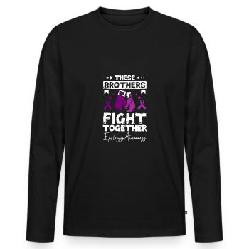 These brothers fight together, epilepsy awareness - Männer Premium Bio Langarmshirt - Schwarz - Vorne - Nico (187cm)
