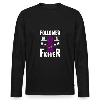 Follower of a fighter, epilepsy awareness - Men's Premium Organic Long Sleeve Shirt - black - Front - Nico (187cm)