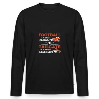 Football is the reason Tailgate is the season - Männer Premium Bio Langarmshirt - Schwarz - Vorne - Nico (187cm)