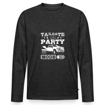 Mode fête d’avant-match activé - T-shirt manches longues Premium bio Homme - anthracite chiné - Devant - Nico (187cm)