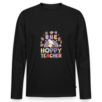 Lapins de Pâques Un professeur de houblonnage - T-shirt manches longues Premium bio Homme - noir - Devant - Nico (187cm)