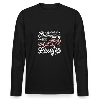 In a world full of princesses be a mail lady - Männer Premium Bio Langarmshirt - Schwarz - Vorne - Nico (187cm)