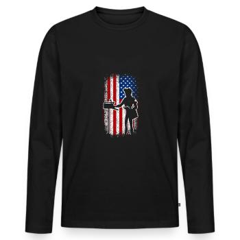 Usa American flag Mail lady - Männer Premium Bio Langarmshirt - Schwarz - Vorne - Nico (187cm)