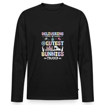 Delivering The Cutest Bunnies Easter Trucker - Men's Premium Organic Long Sleeve Shirt - black - Front - Nico (187cm)