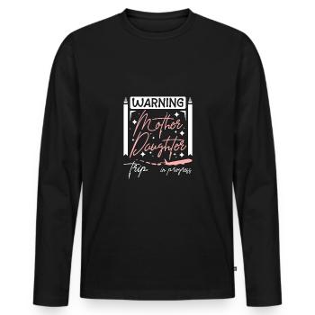 Week-end Mère Fille en cours - T-shirt manches longues Premium bio Homme - noir - Devant - Nico (187cm)