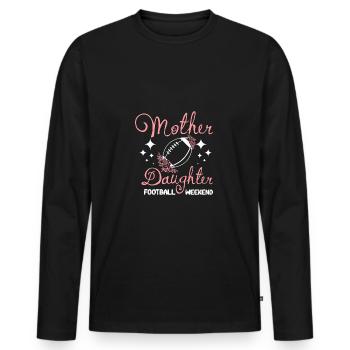 Maman Mère Fille Week-end de football américain - T-shirt manches longues Premium bio Homme - noir - Devant - Nico (187cm)