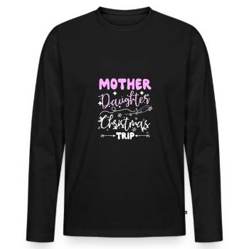 Voyage de Noël mère-fille - T-shirt manches longues Premium bio Homme - noir - Devant - Nico (187cm)