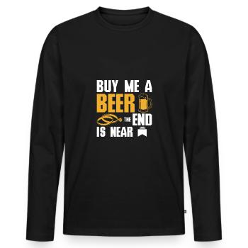 Les garçons d’honneur m’achètent une bière, la fin est proche - T-shirt manches longues Premium bio Homme - noir - Devant - Nico (187cm)