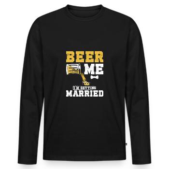 Garçons d’honneur Bière moi je me marie - T-shirt manches longues Premium bio Homme - noir - Devant - Nico (187cm)