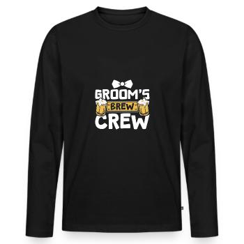 Groom Bridal Wedding Squad Groom's Brew Beer Crew - Männer Premium Bio Langarmshirt - Schwarz - Vorne - Nico (187cm)