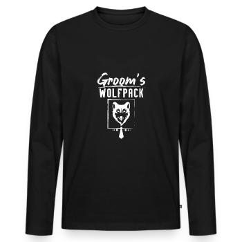 Groom Wedding Squad Party The Groom's Wolfpack - Männer Premium Bio Langarmshirt - Schwarz - Vorne - Nico (187cm)