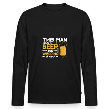 Cet homme a besoin d’une bière, son mariage approche - T-shirt manches longues Premium bio Homme - noir - Devant - Nico (187cm)