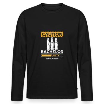 Groomsmen caution bachelor party in progress - Men's Premium Organic Long Sleeve Shirt - black - Front - Nico (187cm)