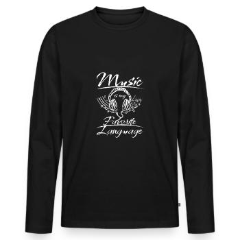 Music is my favorite language - Männer Premium Bio Langarmshirt - Schwarz - Vorne - Nico (187cm)
