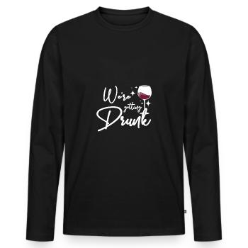 For the Bride, Team We're getting drunk - Männer Premium Bio Langarmshirt - Schwarz - Vorne - Nico (187cm)