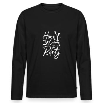 Team Bride Bridesmaid Here come the party - Männer Premium Bio Langarmshirt - Schwarz - Vorne - Nico (187cm)