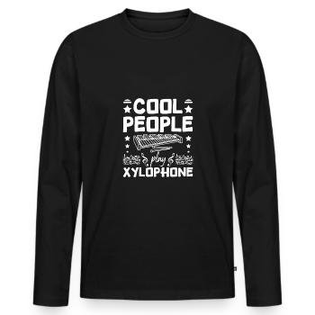 Xylophoniste cool people play xylophone - T-shirt manches longues Premium bio Homme - noir - Devant - Nico (187cm)