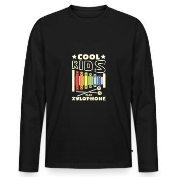Xylophoniste enfants cool enfants jouent au xylophone - T-shirt manches longues Premium bio Homme - noir - Devant - Nico (187cm)
