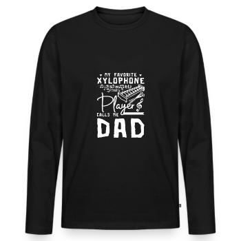 Mon joueur de xylophone préféré m’appelle papa - T-shirt manches longues Premium bio Homme - noir - Devant - Nico (187cm)