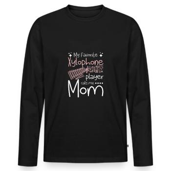 Mon joueur de xylophone préféré m’appelle maman - T-shirt manches longues Premium bio Homme - noir - Devant - Nico (187cm)