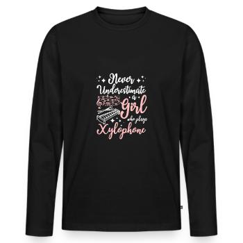Ne sous-estimez jamais une fille qui joue du xylophone - T-shirt manches longues Premium bio Homme - noir - Devant - Nico (187cm)