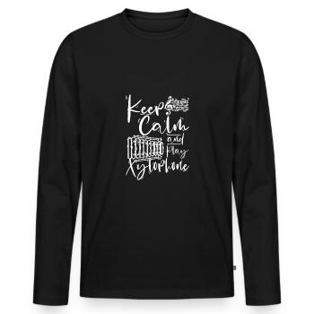 Xylophoniste : restez calme et jouez du xylophone - T-shirt manches longues Premium bio Homme - noir - Devant - Nico (187cm)