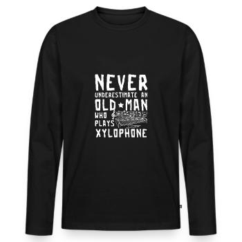 Never underestimate an old man who plays xylophone - Men's Premium Organic Long Sleeve Shirt - black - Front - Nico (187cm)