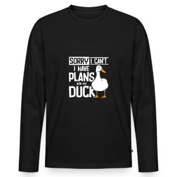 Désolé, je ne peux pas, j’ai des plans avec mon canard - T-shirt manches longues Premium bio Homme - noir - Devant - Nico (187cm)