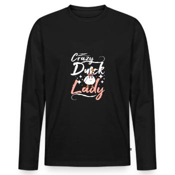 Dame canard folle - T-shirt manches longues Premium bio Homme - noir - Devant - Nico (187cm)