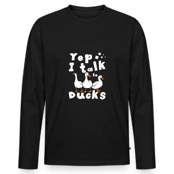 Oui, je parle aux canards - T-shirt manches longues Premium bio Homme - noir - Devant - Nico (187cm)