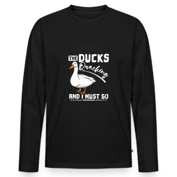 Les canards caquètent et je dois aller caresser le canard - T-shirt manches longues Premium bio Homme - noir - Devant - Nico (187cm)