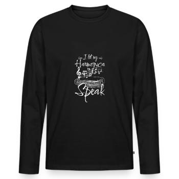 Je laisse mon harmonica parler harmoniciste - T-shirt manches longues Premium bio Homme - noir - Devant - Nico (187cm)