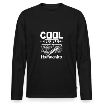 Harmoniciste Les gens cool jouent de l’harmonica - T-shirt manches longues Premium bio Homme - noir - Devant - Nico (187cm)