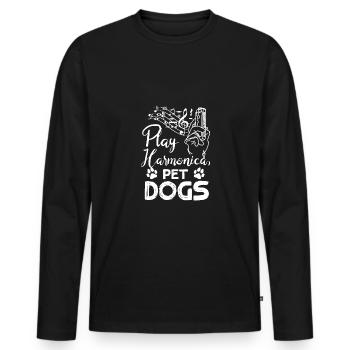 Dog owner harmonicist play harmonica pet dogs - Men's Premium Organic Long Sleeve Shirt - black - Front - Nico (187cm)