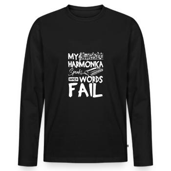My harmonica speaks when words fail - Men's Premium Organic Long Sleeve Shirt - black - Front - Nico (187cm)