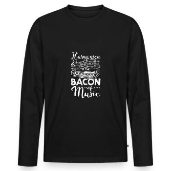 L’harmonica est le bacon de la musique - T-shirt manches longues Premium bio Homme - noir - Devant - Nico (187cm)