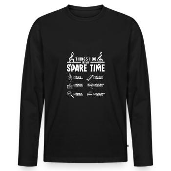 Things I do in my spare time playing harmonica - Men's Premium Organic Long Sleeve Shirt - black - Front - Nico (187cm)