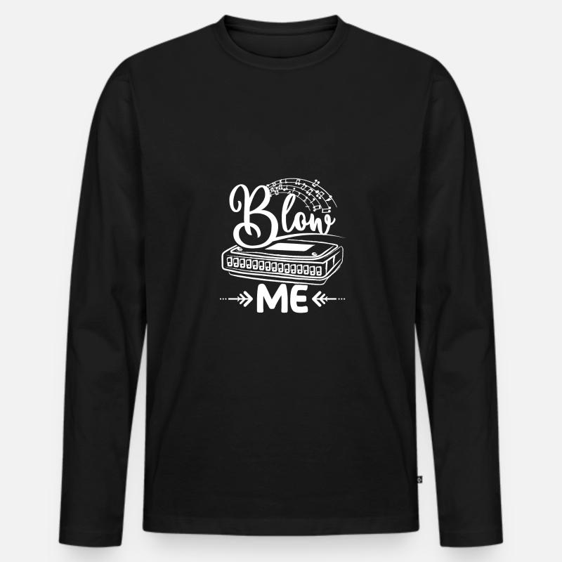 Harmonica player blow me - Männer Premium Bio Langarmshirt - Schwarz